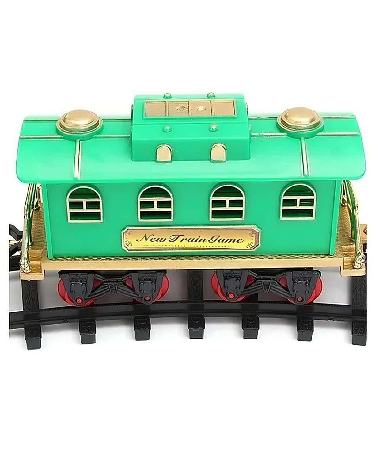 Toy train with track set