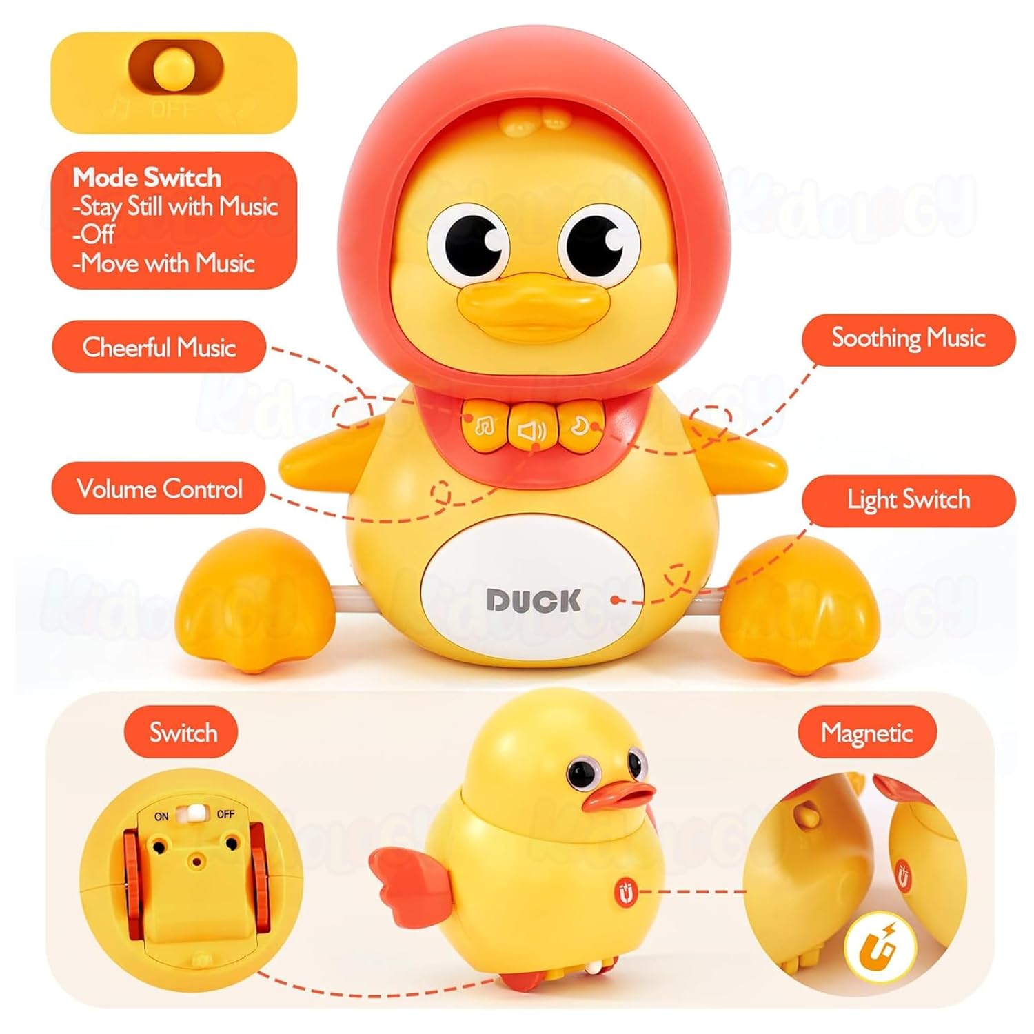 Durable Musical Mother Duck & Ducklings Toy Crawling Baby Development Tummy Time Gift Made of Plastic for Valentines Baby Shower
