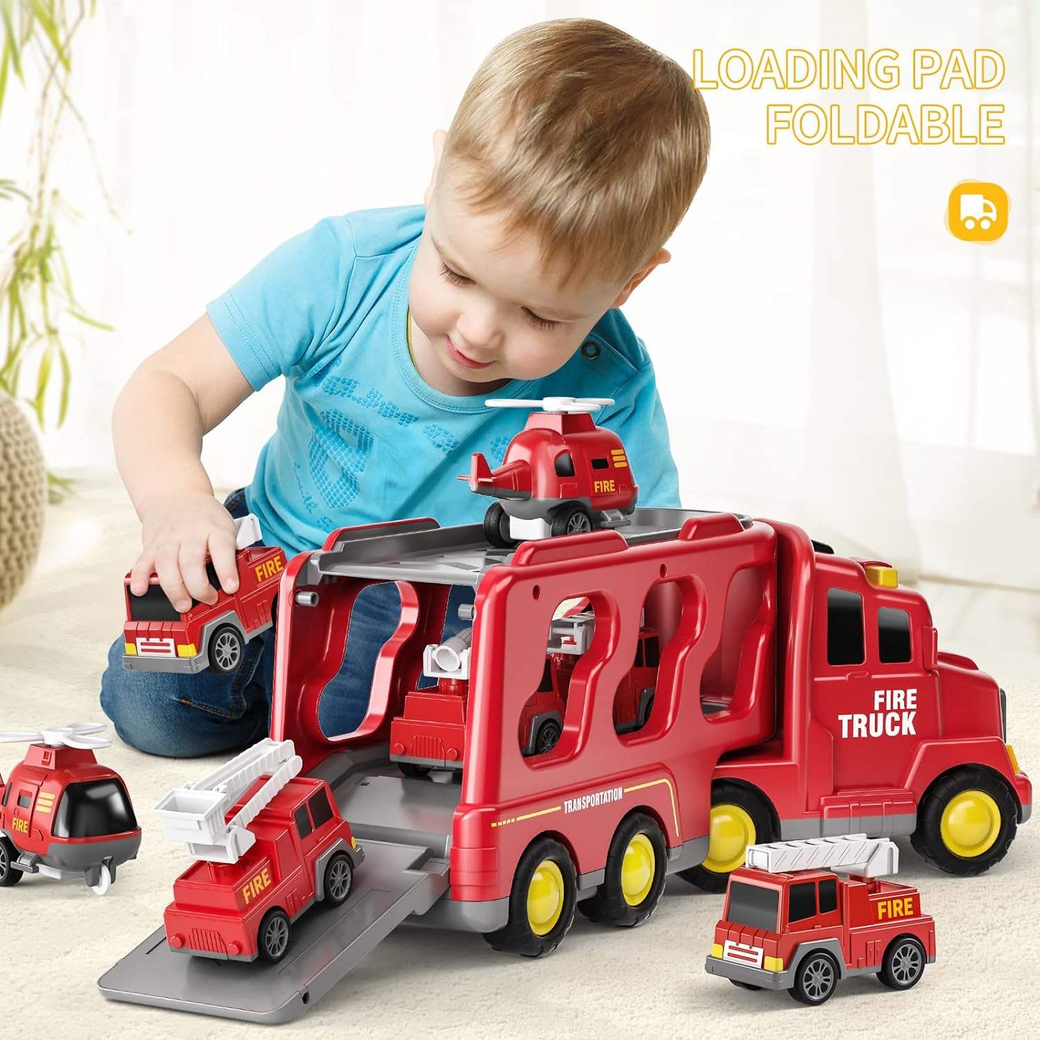 BIG CARRIER TRUCKS WITH SMALL CARS || RED FIREBRICATE