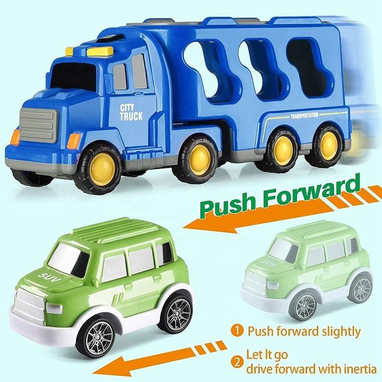 CITY TRUCKS WITH SMALL CARS || BLUE