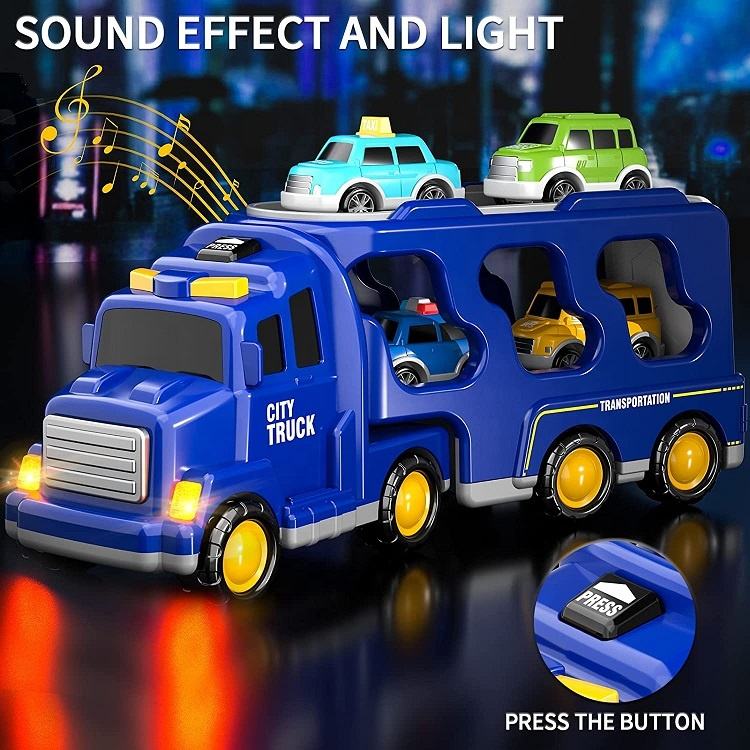 CITY TRUCKS WITH SMALL CARS || BLUE